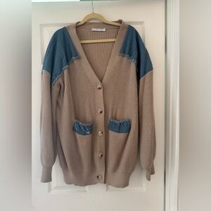 Brown and Blue Women's Sweater